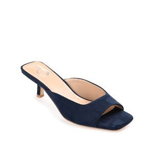 Journee Collection Larna Sandals Womens US 7M Navy Slip On Peep Toe Kitten Heel